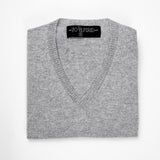 Sweater Cashmere Cuello V Gris Claro