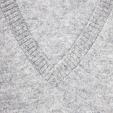 Sweater Cashmere Cuello V Gris Claro