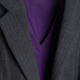 Sweater Cashmere Cuello V Morado
