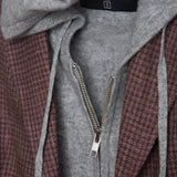 Hooded Zip Cashmere Gris Claro
