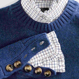 Sweater Yak Botones Manga Azul