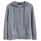 Hooded Zip Cashmere Gris Oscuro