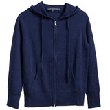 Hooded Zip Cashmere Azul Marino
