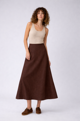 Pollera Lino Chocolate