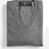 Sweater Cashmere Cuello V Gris Oscuro