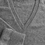 Sweater Cashmere Cuello V Gris Oscuro