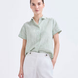 Blusa Lucía Lino irlandes Rayada Verde