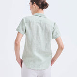 Blusa Lucía Lino irlandes Rayada Verde