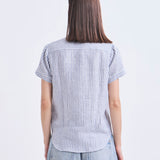 Blusa Lucía Lino irlandes Rayada Azul