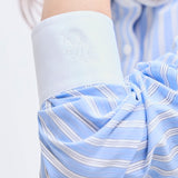 Camisa Ester Cuello Blanco Multiraya Celeste