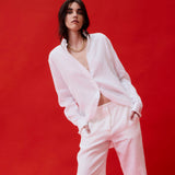 Pantalón Kusi Mid Rise Lino Espiga Blanco