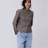 Chaqueta Berna Tramada Bicolor Café