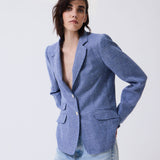 Blazer Roma Tramado Bicolor Celeste
