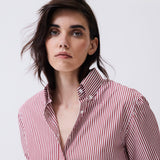 Camisa Button - Down Rayada Burdeo