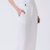 Pantalón Kusi Mid Rise Lino Espiga Blanco
