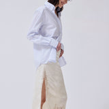 Camisa Button - Down Blanca Raya Celeste