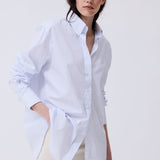 Camisa Button - Down Blanca Raya Celeste