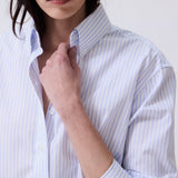 Camisa Button - Down Blanca Raya Celeste