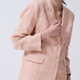 Blazer New Paris Lino Principe de Gales Caramelo