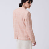Blazer New Paris Lino Principe de Gales Caramelo