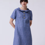 Vestido Gabriela Tramado Bicolor Celeste