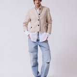 Chaqueta Berna Lino Stonewashed Beige