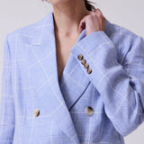 Blazer Venecia Lino Principe de Gales Celeste