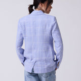 Blazer Venecia Lino Principe de Gales Celeste