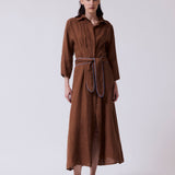 Vestido Manuela Lino Chocolate