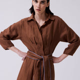 Vestido Manuela Lino Chocolate