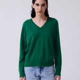 Sweater Cashmere Cuello V Verde
