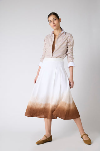 Pollera Victoria Lino Blanco Degrade Chocolate