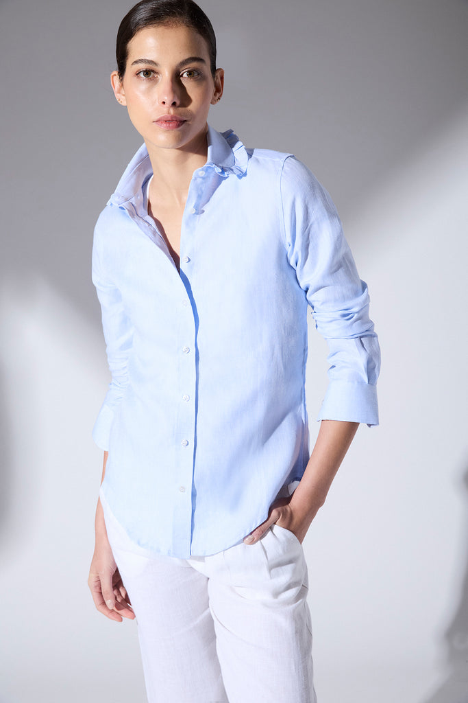 Camisa Eloise Lino Espiga Celeste