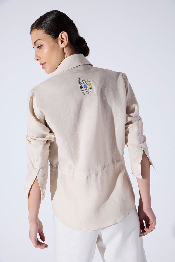 Camisa Maria Lino Beige