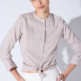 Camisa Paloma Rayada Moka y Burdeo
