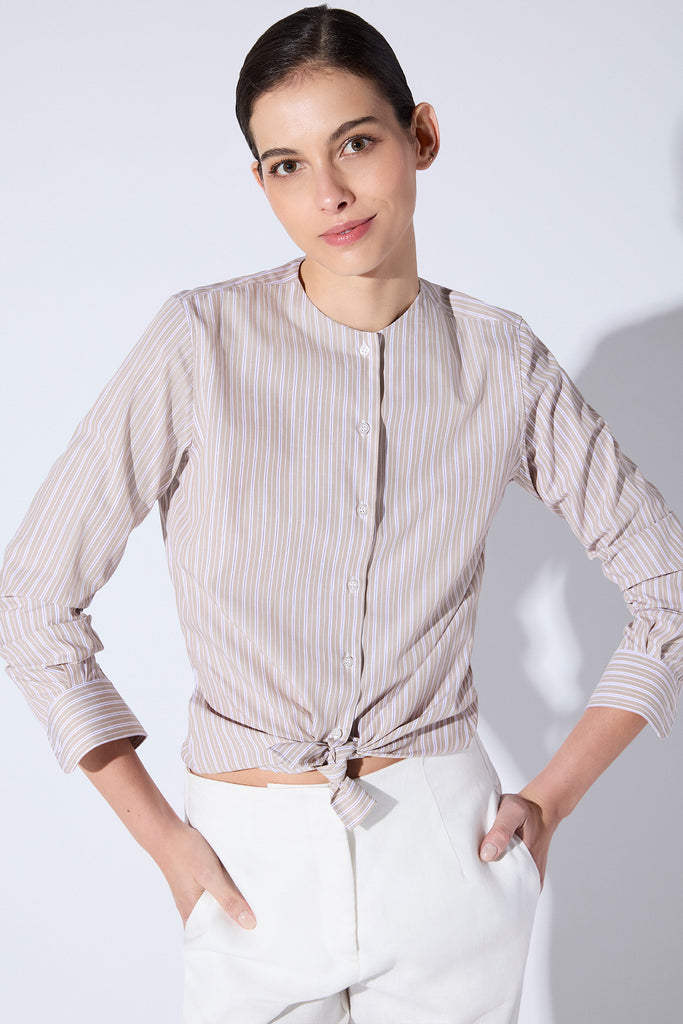 Camisa Paloma Rayada Moka y Burdeo