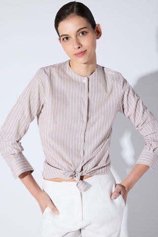 Camisa Paloma Rayada Moka y Burdeo