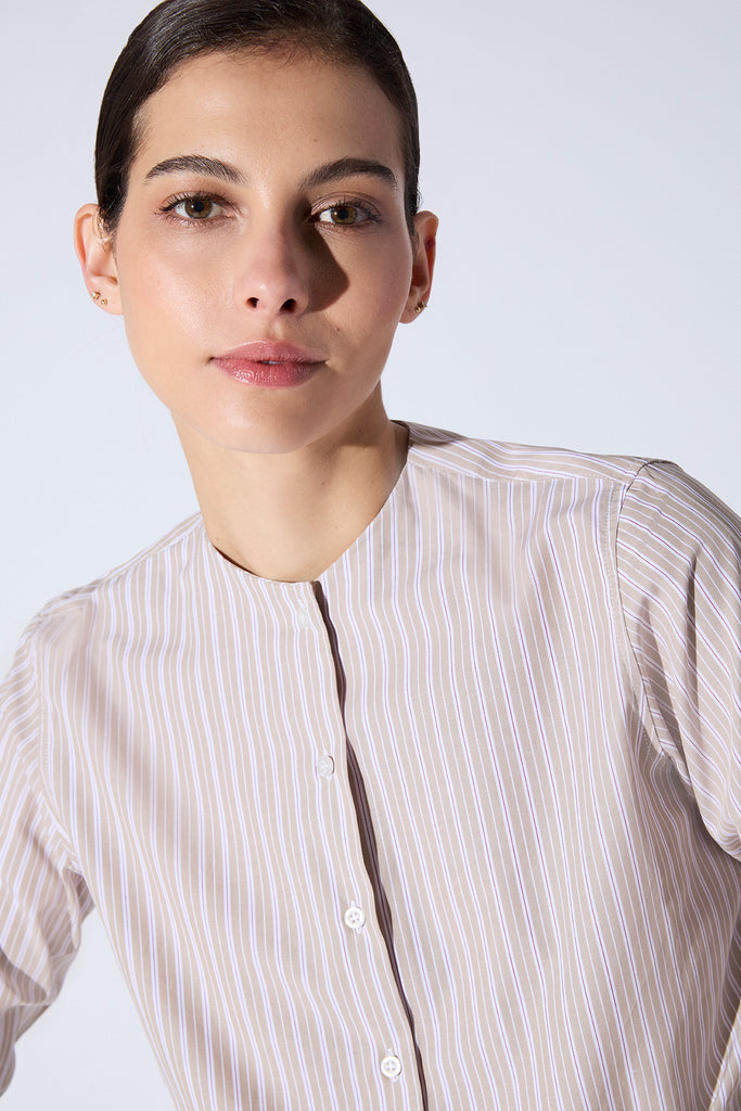 Camisa Paloma Rayada Moka y Burdeo