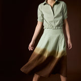 Pollera Victoria Lino Matcha Degrade Chocolate