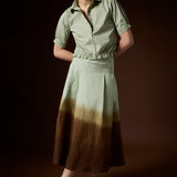 Pollera Victoria Lino Matcha Degrade Chocolate