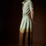 Pollera Victoria Lino Matcha Degrade Chocolate