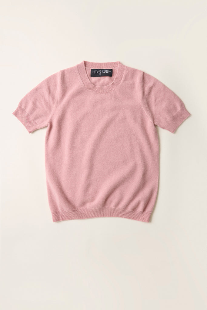 Sweater Cashmere Manga Corta Rosa