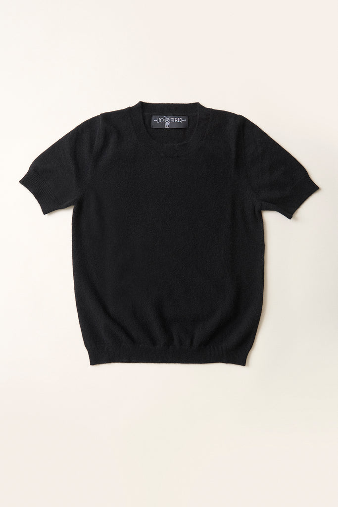 Sweater Cashmere Manga Corta Negro