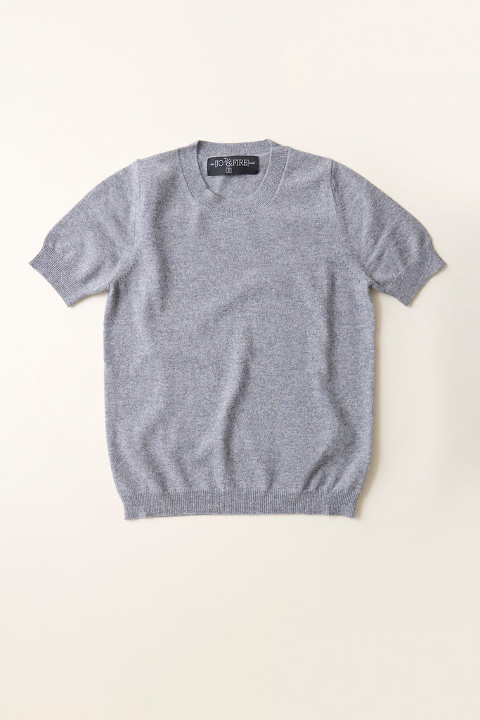 Sweater Cashmere Manga Corta Gris