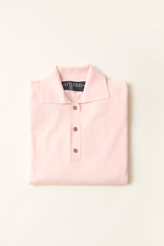 Sweater Cashmere Cuello Polo Rosa