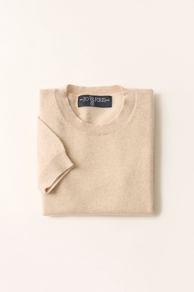 Sweater Cashmere Manga Corta Beige