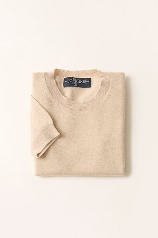 Sweater Cashmere Manga Corta Beige