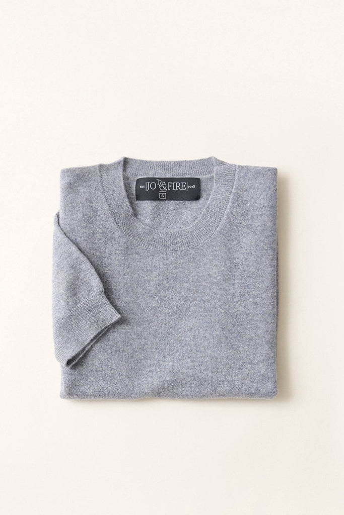 Sweater Cashmere Manga Corta Gris