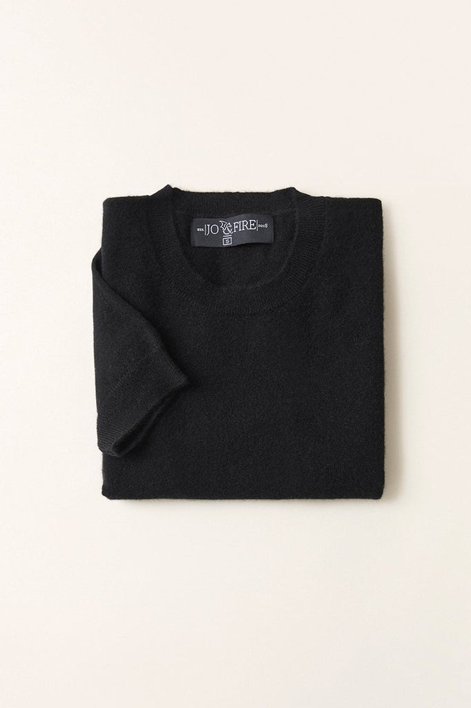 Sweater Cashmere Manga Corta Negro