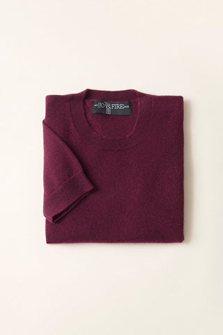 Sweater Cashmere Manga Corta Burdeo